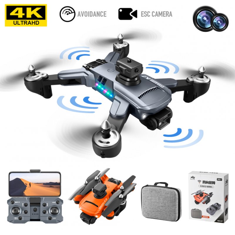 K7 RC Drone 5G Wifi 4k HD Camera Led Light 2.4G Signal 3-axis Anti-shake Gimbal Esc with Optical Flow Quadcopter Orange