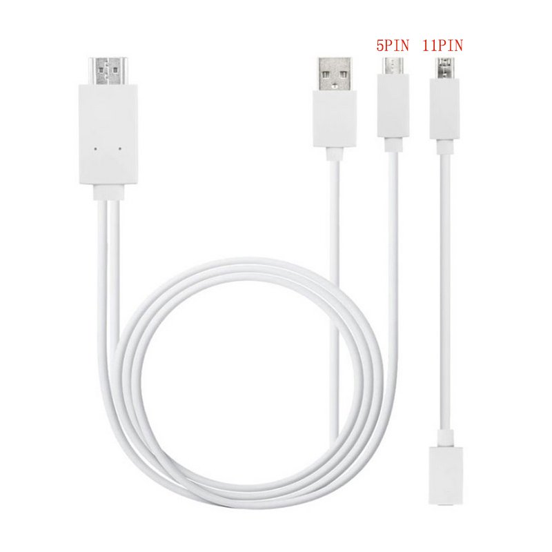 Micro USB to HDMI 1080P HD TV Cable Adapter for Android Samsung Phones 11PIN 5PIN+11PIN white