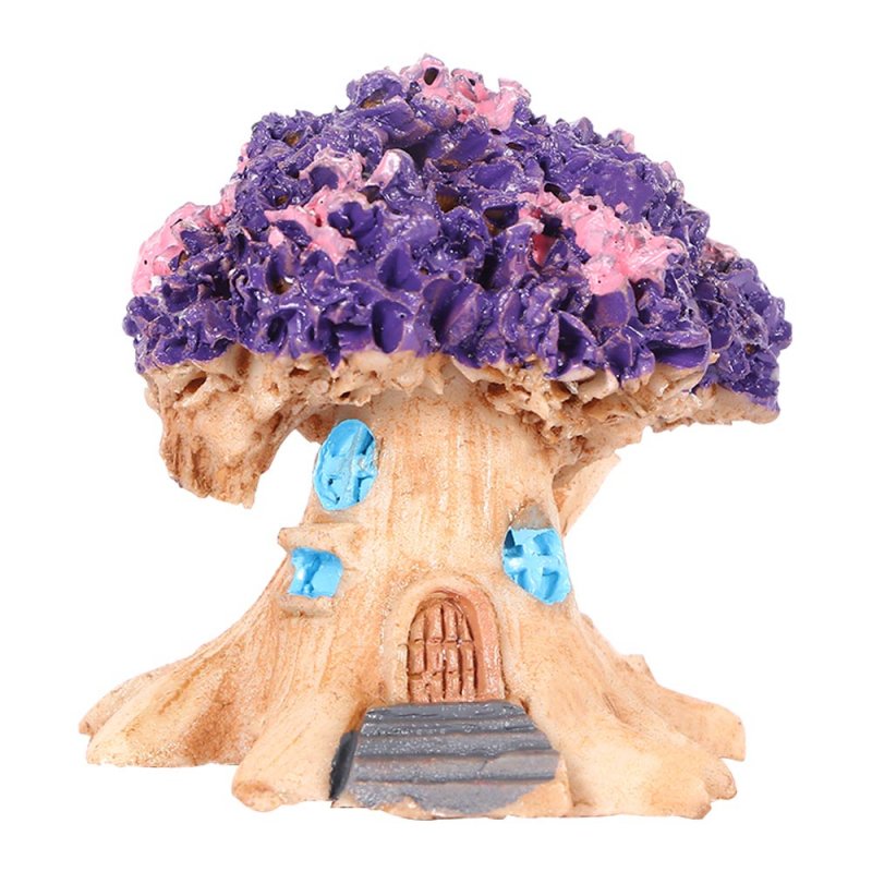 Micro-landscape  Ornament Flower Pot Decoration Resin Cartoon Construction Toy Diy Big Tree House Big tree house purple