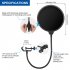 Microphone Pop Filter Double Layered Sound Shield Swivel 360   Flexible Gooseneck Clip for Recording Broadcasting black