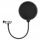 Microphone Pop Filter Double Layered Sound Shield Swivel 360   Flexible Gooseneck Clip for Recording Broadcasting black
