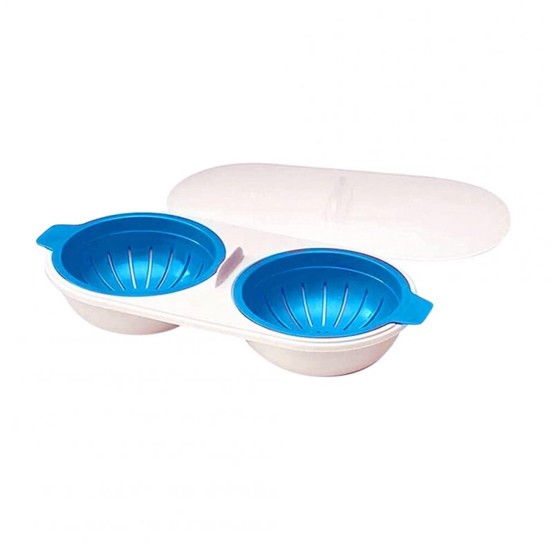 Microwave Egg Poacher Double-bowl Egg Cooker Breakfast Cooking Tool Kitchen Accessories Blue