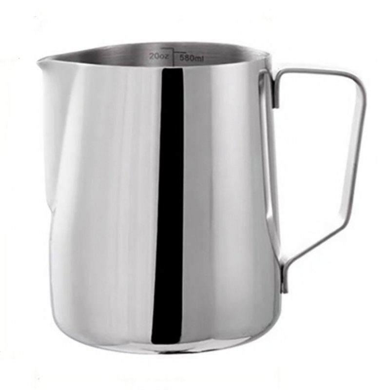 Milk Frother Pitcher Espresso Frothing Pitcher With Latte Stirrer Sharp Mouthed Design Rust-proof High Temperature Resistance Coffee Machine Accessories 600ML with scale-304