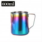 Milk Frother Pitcher Espresso Frothing Pitcher With Latte Stirrer Sharp Mouthed Design Rust-proof High Temperature Resistance Coffee Machine Accessories 600ML colorful with scale-304