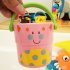 Mini Bath bucket Toy Small Bucket Miniature Dollhouse Accessories Simulation Pail Model Toys  yellow puppy