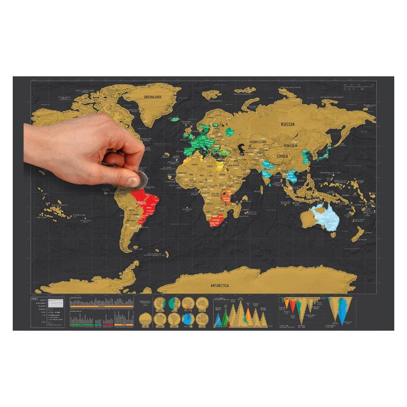 Mini Black Scratch Off Paper World Map Poster 42.3 * 30cm 42.3 * 30cm