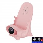 Mini Chair Wireless Fast Charger Phone Stand Holder Bracket Multifunctional Wireless Fast Charging Station With 2 Magnetic Heads Speaker Function pink