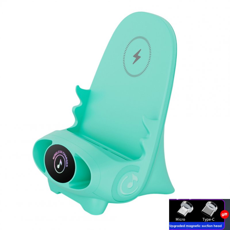 Mini Chair Wireless Fast Charger Phone Stand Holder Bracket Multifunctional Wireless Fast Charging Station With 2 Magnetic Heads Speaker Function green