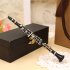 Mini Clarinet Model Musical Instrument Miniature Desk Decor Display with black leather box   bracket 13 5cm Black clarinet 1 8 ratio