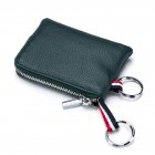 Mini Coin Purse Men Super Soft Leather Car Key Housekeeper Bags Zipper Bag Handheld Function Packs Dark green