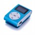 Mini Cube Clip type Mp3 Player Display Rechargeable Portable Music Speaker with Earphone Usb Cable blue