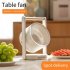 Mini Desk Fan  90   Rotate Table Fan  Quiet Operation Table Fan With Wooden Handle  LED Night Light  5 Speeds Strong Air  LED Battery Level Display Dark Gray