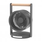 Mini Desk Fan, 90° Rotate Table Fan, Quiet Operation Table Fan With Wooden Handle, LED Night Light, 5 Speeds Strong Air, LED Battery Level Display Dark Gray
