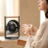 Mini Desk Fan  90   Rotate Table Fan  Quiet Operation Table Fan With Wooden Handle  LED Night Light  5 Speeds Strong Air  LED Battery Level Display Dark Gray