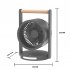 Mini Desk Fan  90   Rotate Table Fan  Quiet Operation Table Fan With Wooden Handle  LED Night Light  5 Speeds Strong Air  LED Battery Level Display Dark Gray