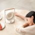 Mini Desk Fan  90   Rotate Table Fan  Quiet Operation Table Fan With Wooden Handle  LED Night Light  5 Speeds Strong Air  LED Battery Level Display White