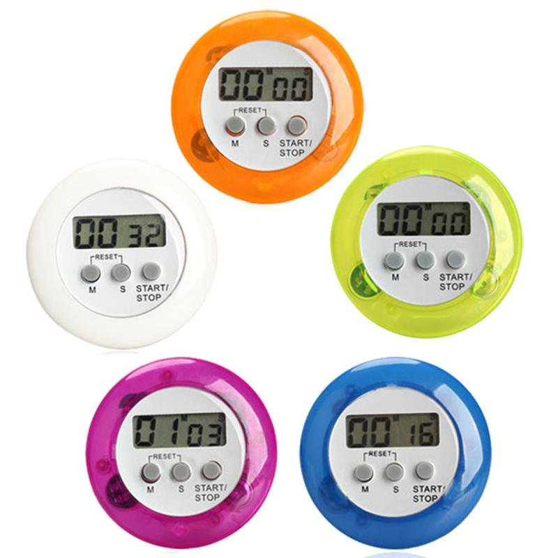Mini Digital Alarm Clock Round LCD Digital Kitchen blue