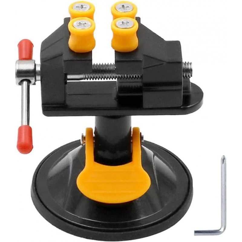 Mini Drill Press Vice With Suction Cup, 360 Rotatable Adjustable Table Vise, Table Bench Vice Clip On Tool For Jewelry Nuclear DIY Craft Sculpture Black - suction cup