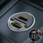 Mini Dual Usb Type-c Pd Car Phone Charger Built-in Led Indicator 30w Fast Charge Adapter Accessories black
