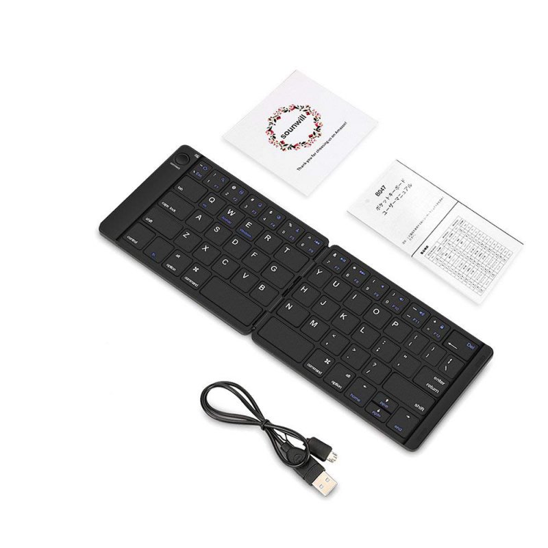 Mini Foldable Wireless Bluetooth Keyboard for ipad/Iphone/Macbook/PC Computer/Android Tablet  black