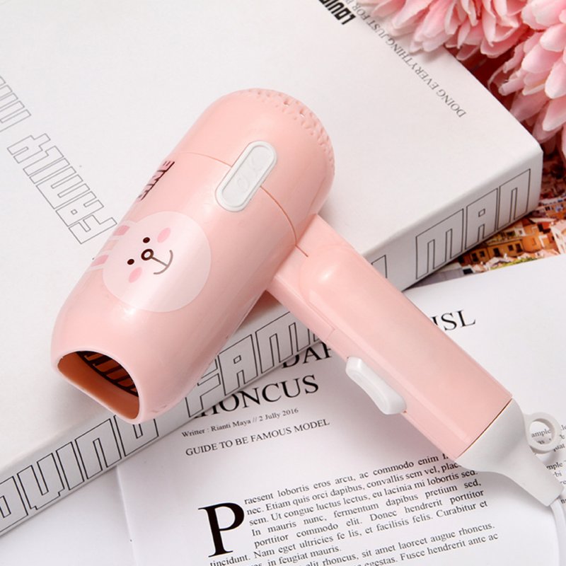 Mini Folding Cartoon Hair Dryer Small Power Portable Traveling Hair Dryer  Pink bunny