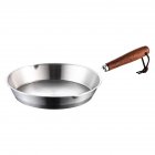 Mini Frying Pan Nonstick Skillet With Wooden Handle Stainless Steel Uncoated Fry Pan Induction 12CM