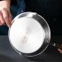 Mini Frying Pan Nonstick Skillet With Wooden Handle Stainless Steel Uncoated Fry Pan Induction 16CM