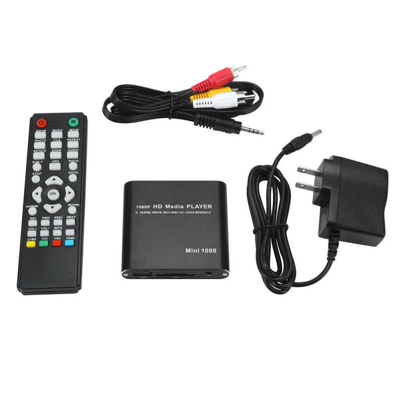 Mini Full HD 1080P Digital Streaming Media Player-MKV/RM-SD/USB HDD-HDMI CVBS  Black US plug