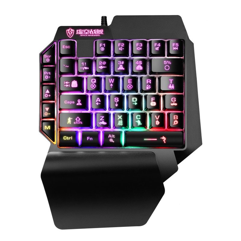 Mini Gaming Keyboard Mobile Tablet One-handed Wired Game Keypad for LOL PUBG CF Game Colorful Backlight Keyboard Gamer black