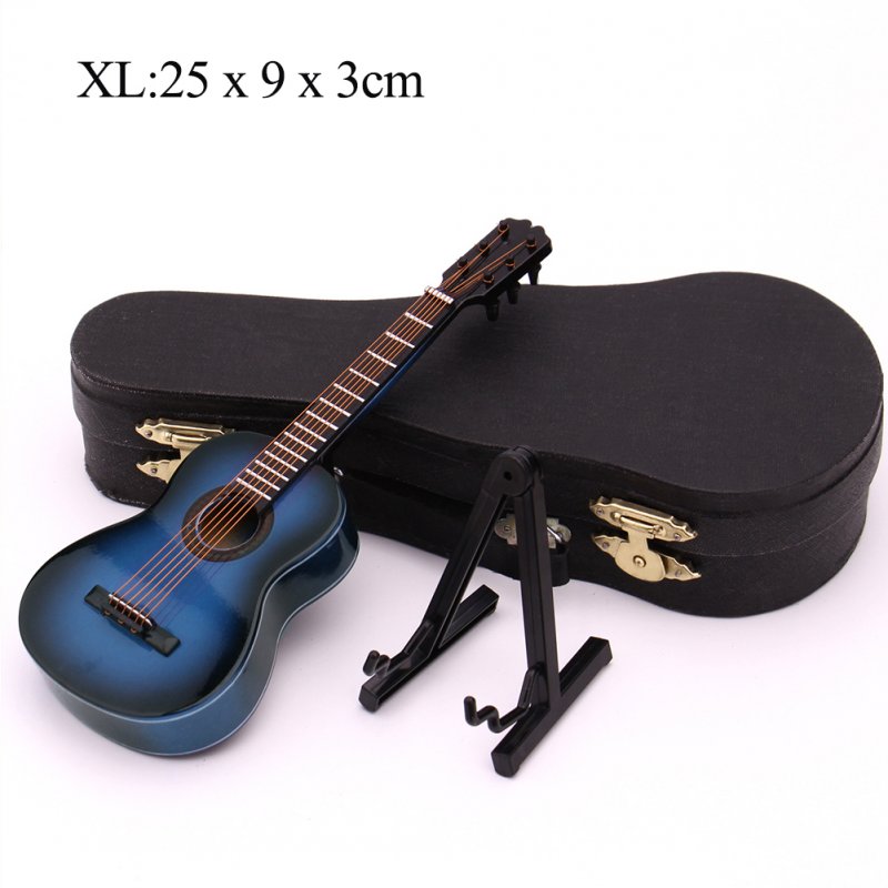 Mini Guitar Miniature Model Classical Guitar Miniature Wooden Mini Musical Instrument Model Collection XL: 25cm_Classical guitar blue