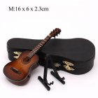 Mini Guitar Miniature Model Wooden Mini Musical Instrument Model  M: 16CM_Classical guitar brown
