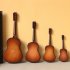 Mini Guitar Miniature Model Wooden Mini Musical Instrument Model  M  16CM Classical guitar brown