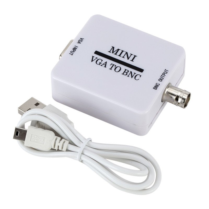 Mini HD VGA to BNC Video Converter Box Composite VGA to BNC Adapter Conversor Digital Switcher Box for HDTV Monitor white