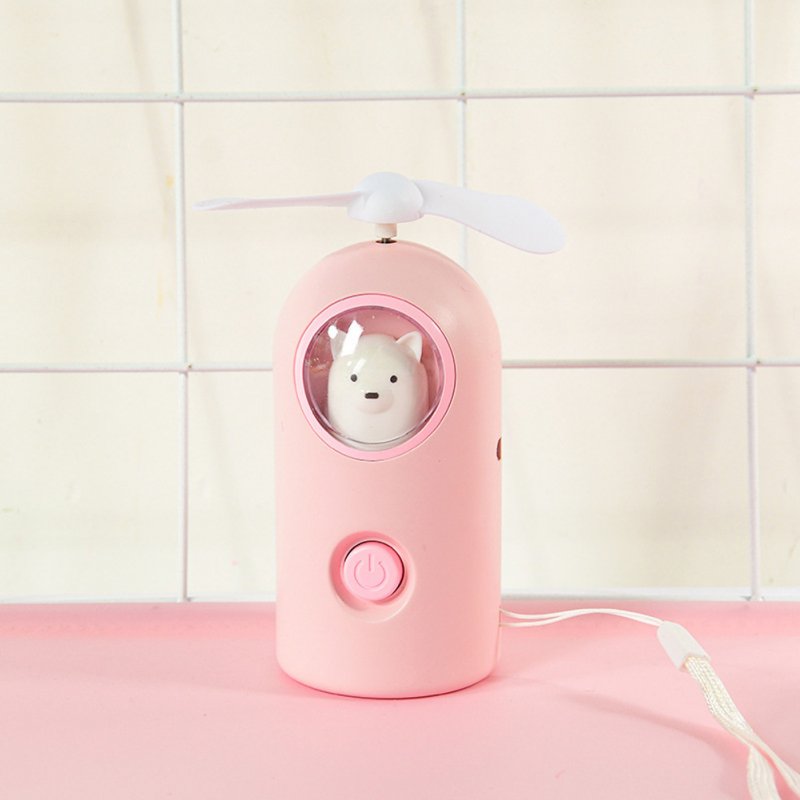 Mini Handheld Fan Cartoon Portable USB Charging with Night Light for Home Office Travel B-pink_11 * 4.7cm