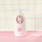 Mini Handheld Fan Cartoon Portable USB Charging with Night Light for Home Office Travel A white 11   4 7cm