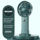 Mini Handheld Fan Led Display Usb Charging Portable Large Wind Small Fan For Summer Outdoor Sport Dark green [2000mA]