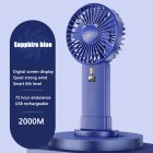 Mini Handheld Fan Led Display Usb Charging Portable Large Wind Small Fan For Summer Outdoor Sport Starry Blue [2000mA]