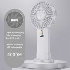 Mini Handheld Fan Led Display Usb Charging Portable Large Wind Small Fan For Summer Outdoor Sport Pearl White [4000mA]