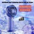 Mini Handheld Fan Led Display Usb Charging Portable Large Wind Small Fan For Summer Outdoor Sport Pearl White  4000mA 