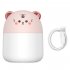 Mini Humidifier With Colorful Night Light 250ml Large Capacity Home Desktop Cool Mist Aroma Diffuser Purifier White  Cat