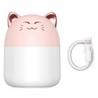 Mini Humidifier With Colorful Night Light 250ml Large Capacity Home Desktop Cool Mist Aroma Diffuser Purifier Pink--Cat