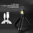 Mini Led Flashlight 7 Modes Portable Ultra-light Usb Rechargeable Keychain Work Light With Strong Magnet W5128 Light (with Bracket)