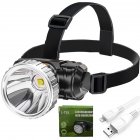 Mini Led Headlamp 4 Level Portable Rechargeable Head-mounted Flashlight Torch For Outdoor Adventure Black
