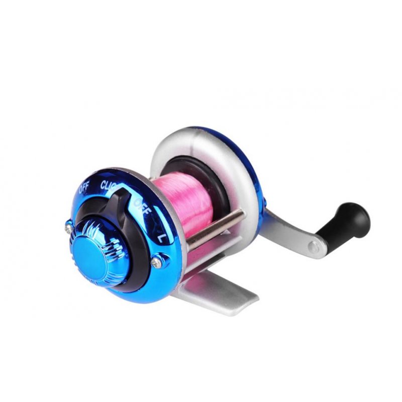 Mini Metal Bait Casting Spinning Reel Ice Fishing Reel Fish Water Wheel Baitcast Roller Ice fishing wheel- blue