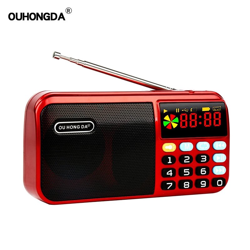 Mini Portable Radio Handheld Digital FM USB TF MP3 Lithium Battery Powered Player Speaker red