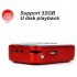 Mini Portable Radio Large Screen Handheld Digital FM USB TF MP3 Rechargeable Player Speaker red