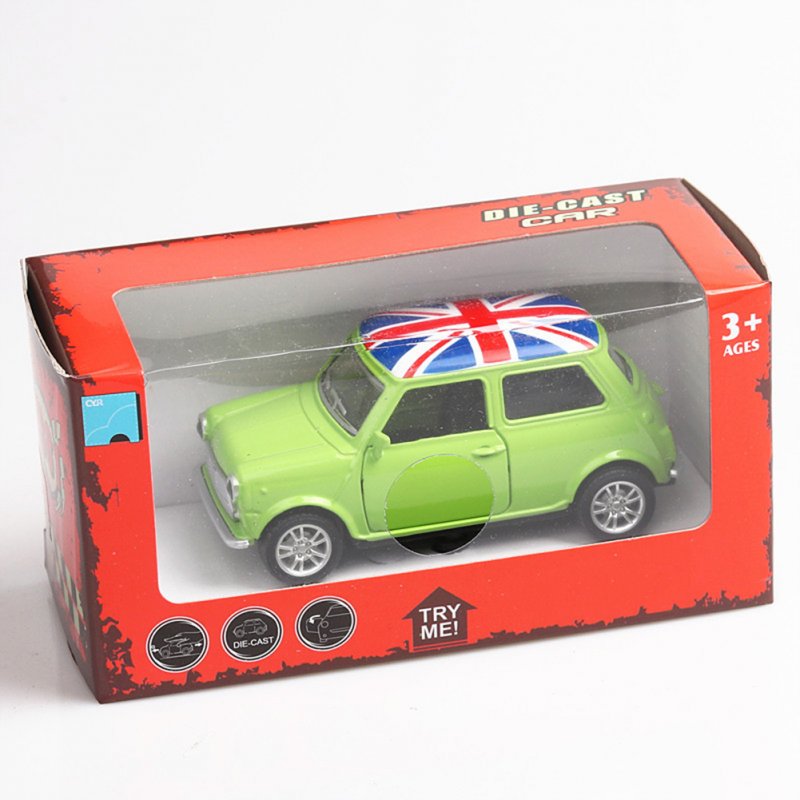 Mini Simulate the Union Flag Pattern Alloy Car Pull Back Door Opening Toy for Boys(Box Packing) green