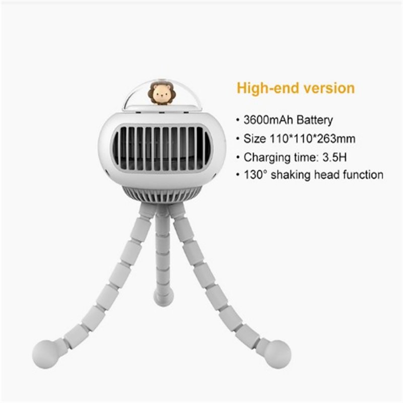 Mini Stroller Cooling Fan 3600mah Rechargeable 4 Speeds Handheld Air Cooler Fan