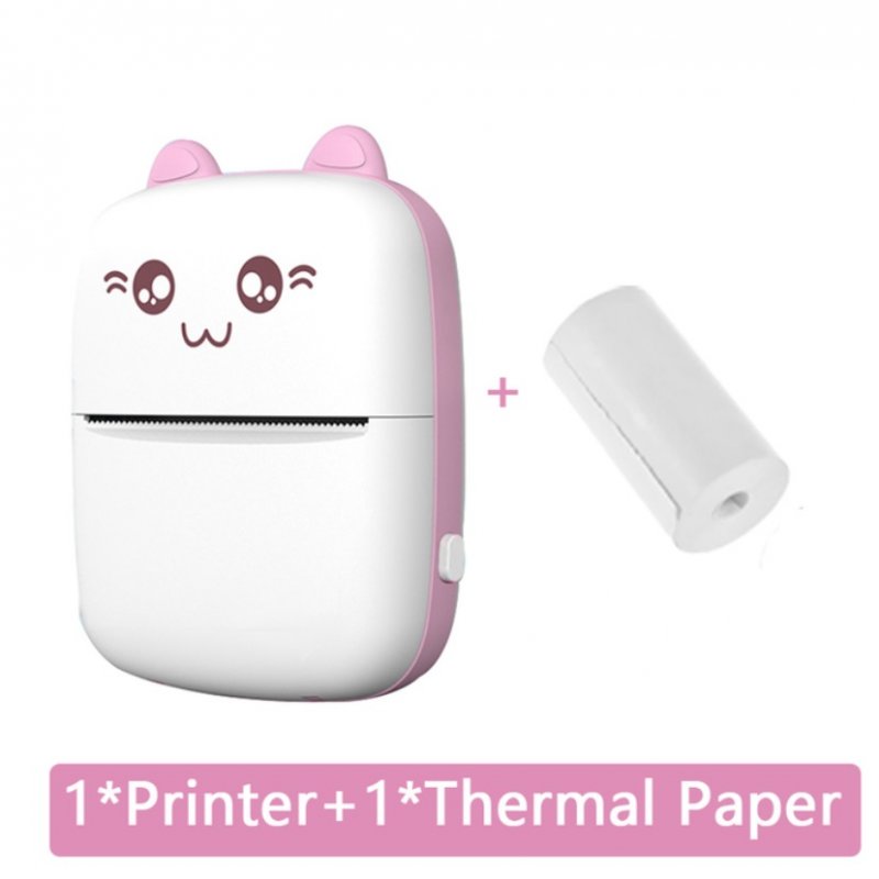Mini Thermal  Printer Portable Wireless Bluetooth-compatible 200dpi Label Printer Memo Problem Printer pink