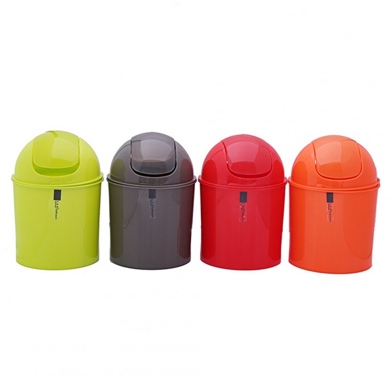 Mini Waste Can with Swing Lid for Office Desk Color Random Green, red, orange, black four-color random_14X20CM